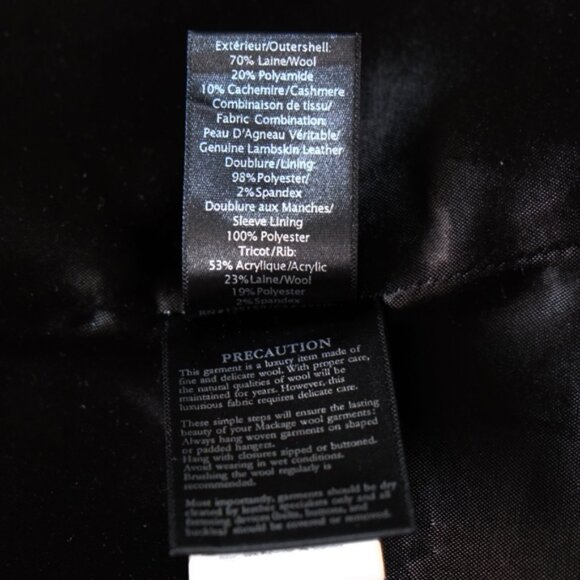 Mackage Odilia black wool and leather moto jacket w/ removable hood - Picture 9 of 11